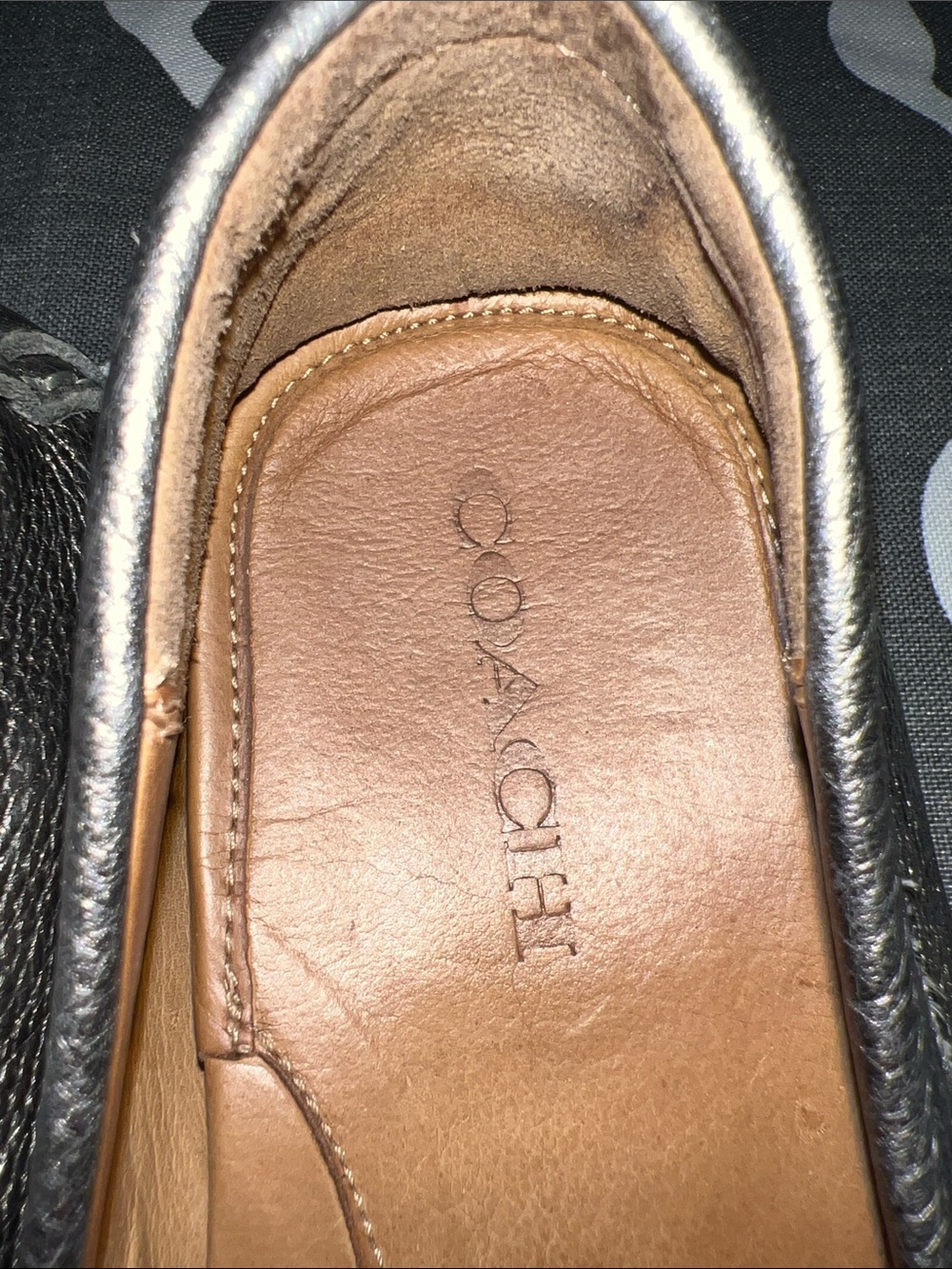 Coach Metallic Pewter Leather Bit Loafers - Picture 2 of 5